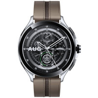 Xiaomi Watch 2 Pro Bluetooth Silver Case with Brown Leather Strap (BHR7216GL)