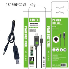 Кабель Power Boost cable USB-DC 5.5x2.1 9V 1 м чорний