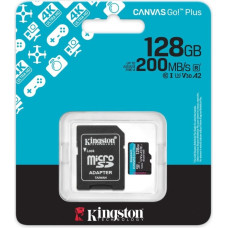 Карта пам'яті Kingston MicroSDXC 128GB Canvas Go Plus Gen4 200MB/s A2 U3 V30 + SD-адаптер (SDCG4/128GB)