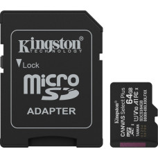 Карта пам'яті Kingston MicroSDXC 64GB Canvas Select Plus Gen3 100MB/s A1 + SD-адаптер (SDCS3/64GB)
