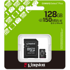 Карта пам'яті Kingston MicroSDXC 128GB Canvas Select Plus Gen3 150MB/s A1 + SD-адаптер (SDCS3/128GB)