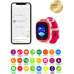 Дитячий смарт-годинник AmiGo GO005 4G WIFI Thermometer Pink