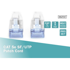 Патч-корд CAT 5e SF-UTP, Cu, PVC AWG 26/7, довжина 1 м, колір сірий DK-1531-010 DIGITUS by ASSMANN