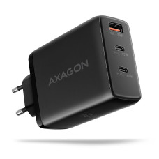 Мережевий зарядний пристрій GaN з 3 портами (USB-A + 2 USB-C), PD3.0 / PPS / QC4+ / SFC2.0 / AFC / SCP / FCP / Apple. Загальна потужність 100 Вт AXAGON