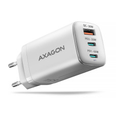Зарядний пристрій GaN з 3 портами (USB-A + 2 USB-C), PD3.0 / PPS / QC4+ / SFC2.0 / AFC / SCP / FCP / Apple. Загальна потужність 65 Вт AXAGON