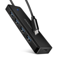 Хаб AXAGON HUE-C1C USB-C 5Gbps TRAVEL hub, 20cm Type-C cable, Black