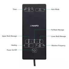 Масажна накидка на крісло NAIPO Neck & Back Massager з підігрівом, вібрацією та функцією масажу Шиатцу; модель - MGBK-2606H