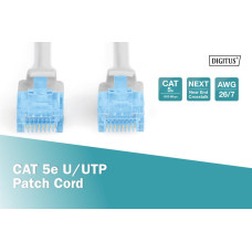 Патч-корд CAT 5e U-UTP, ПВХ AWG 26/7, довжина 1 м, колір сірий DK-1512-010 DIGITUS by ASSMANN