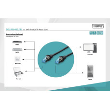 Патч-корд CAT 5e SF-UTP, Cu, PVC AWG 26/7, довжина 1 м, колір чорний DK-1531-010/BL DIGITUS by ASSMANN
