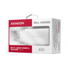 Зарядний пристрій GaN з 3 портами (USB-A + 2 USB-C), PD3.0 / PPS / QC4+ / SFC2.0 / AFC / SCP / FCP / Apple. Загальна потужність 65 Вт AXAGON