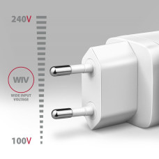 Зарядний пристрій GaN з 3 портами (USB-A + 2 USB-C), PD3.0 / PPS / QC4+ / SFC2.0 / AFC / SCP / FCP / Apple. Загальна потужність 65 Вт AXAGON