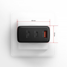 Мережевий зарядний пристрій GaN з 3 портами (USB-A + 2 USB-C), PD3.0 / PPS / QC4+ / SFC2.0 / AFC / SCP / FCP / Apple. Загальна потужність 100 Вт AXAGON