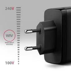 Мережевий зарядний пристрій GaN з 3 портами (USB-A + 2 USB-C), PD3.0 / PPS / QC4+ / SFC2.0 / AFC / SCP / FCP / Apple. Загальна потужність 100 Вт AXAGON