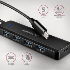 Хаб AXAGON HUE-C1C USB-C 5Gbps TRAVEL hub, 20cm Type-C cable, Black