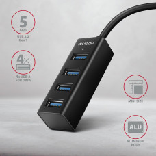 Хаб AXAGON HUE-M1C SuperSpeed USB-C MINI hub, 20cm USB-C cable, Black