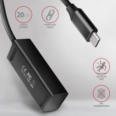 Хаб AXAGON HUE-M1C SuperSpeed USB-C MINI hub, 20cm USB-C cable, Black