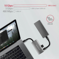 Хаб концентратор  AXAGON HMC-4G2 SuperSpeed ​​USB-C 10 Gbps SPEEDSTER 4, Grey