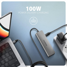 Хаб концентратор AXAGON HMC-5H USB-C 5Gbps 5in1 hub, Grey