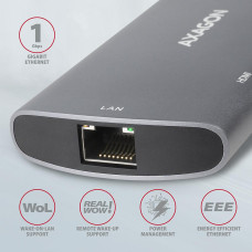 Хаб концентратор AXAGON HMC-6M2 SuperSpeed USB-C COMBO 6in1 hub, Grey