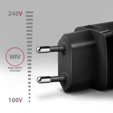 Мережевий зарядний пристрій AXAGON ACU-PQ20, QC3.0/AFC/FCP + PD type-C, 20W, black