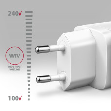 Мережевий зарядний пристрій AXAGON ACU-PQ20W, QC3.0/AFC/FCP + PD type-C, 20W, white