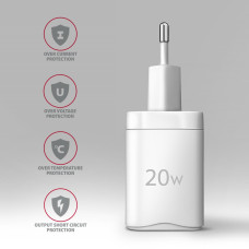 Мережевий зарядний пристрій AXAGON ACU-PQ20W, QC3.0/AFC/FCP + PD type-C, 20W, white