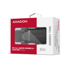 Мережевий зарядний пристрій AXAGON ACU-PQ30, QC3.0,4.0/AFC/FCP/PPS/Apple + PD type-C, 30W, black