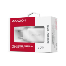 Мережевий зарядний пристрій AXAGON ACU-PQ30W, QC3.0,4.0/AFC/FCP/PPS/Apple + PD type-C, 30W, white