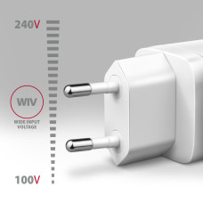 Мережевий зарядний пристрій AXAGON ACU-PQ30W, QC3.0,4.0/AFC/FCP/PPS/Apple + PD type-C, 30W, white
