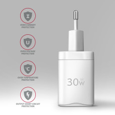Мережевий зарядний пристрій AXAGON ACU-PQ30W, QC3.0,4.0/AFC/FCP/PPS/Apple + PD type-C, 30W, white
