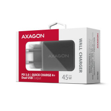 Мережевий зарядний пристрій AXAGON ACU-PQ45, QC3.0,4.0/AFC/FCP/PPS/Apple + PD type-C, 45W, black