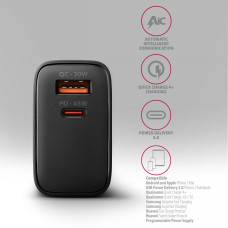 Мережевий зарядний пристрій AXAGON ACU-PQ45, QC3.0,4.0/AFC/FCP/PPS/Apple + PD type-C, 45W, black