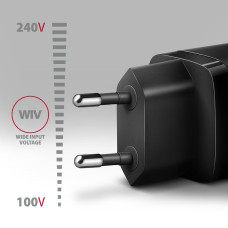 Мережевий зарядний пристрій AXAGON ACU-DPQ65, 3x port (USB + dual USB-C), PD3.0/QC4+/PPS/Apple, 65W, black