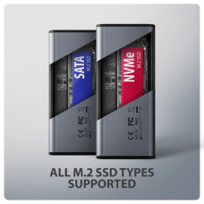 Зовнішній карман для накопичувачів AXAGON EEM2-SD2 USB-C 10Gbps - M.2 NVMe & SATA SSD DISPLAY box