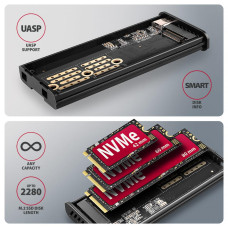 Зовнішній карман для накопичувачів AXAGON EEM2-SD2 USB-C 10Gbps - M.2 NVMe & SATA SSD DISPLAY box