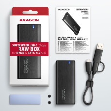 Зовнішній карман для накопичувачів AXAGON EEM2-SB2 SuperSpeed+ USB-C - M.2 NVMe & SATA SSD RAW box