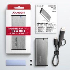 Зовнішній карман для накопичувачів AXAGON EEM2-SG2 SuperSpeed+ USB-C - M.2 NVMe & SATA SSD RAW box