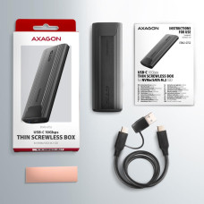 Зовнішній карман для накопичувачів AXAGON EEM2-GTS2 USB-C 10Gbps - M.2 NVMe & SATA SSD THIN SCREWLESS box