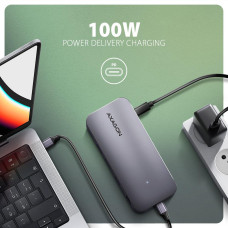 Хаб концентратор AXAGON HMC-12GM2 USB-C 10 Гбіт/с GEN2COMBO 12-в-1 PD 100W, Сірий