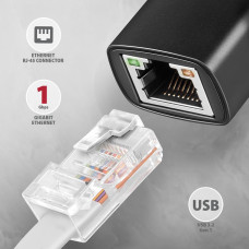 Мережевий адаптер AXAGON ADE-ARC USB-C 1 gigabit, чорний