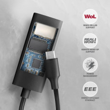 Мережевий адаптер AXAGON ADE-ARC USB-C 1 gigabit, чорний