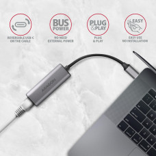 Мережевий адаптер AXAGON ADE-25RC SuperSpeed USB-C 2.5 gigabit, сірий