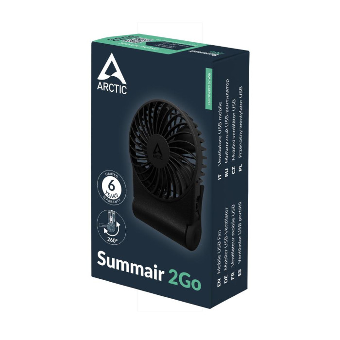 Настільний вентилятор з вбудованим акумулятором USB-C SUMMAIR 2GO BLACK AEBRZ00027A ARCTIC