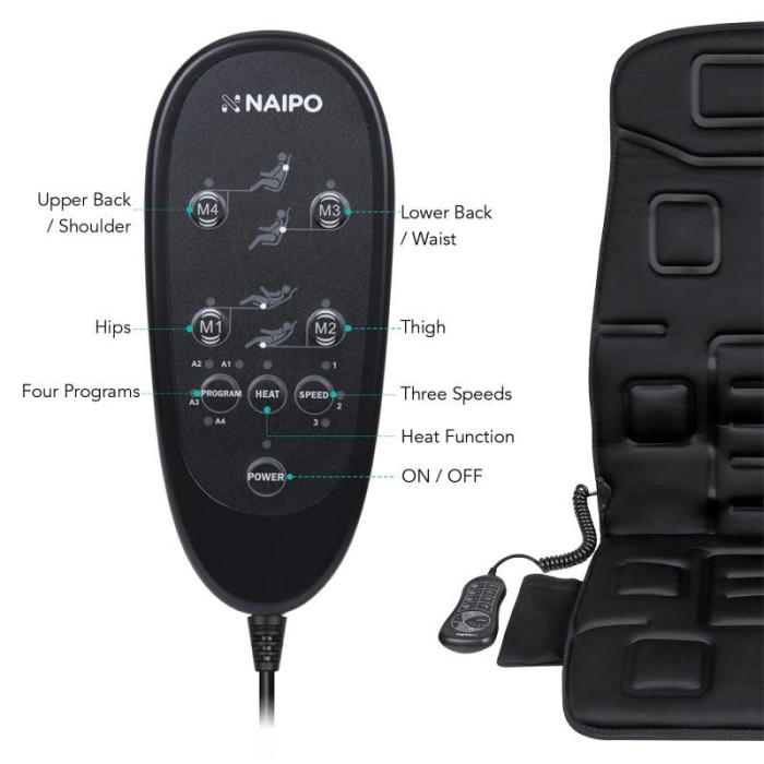 Масажна накидка на крісло NAIPO Portable Seat Cushion with Vibration and Heat з підігрівом та вібрацією (MGC-168)