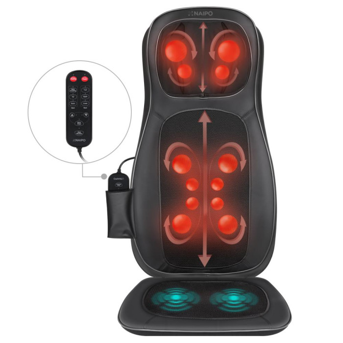 Масажна накидка на крісло Naipo Neck and Back з підігрівом і вібрацією MGBK-C2030 (Black)