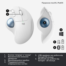  Маніпулятор миша бездротова LOGITECH TRACKBALL  ERGO M575 FOR BUSINESS  EMEA  OFFWHITE (910-006438)