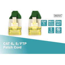 Патч-корд CAT 6A S-FTP, мідь, LSZH AWG 26/7, довжина 2 м, колір зелений DK-1644-A-020/G DIGITUS by ASSMANN