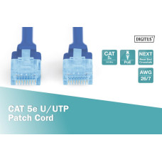 Патч-корд CAT 5e U-UTP, Cu, PVC AWG 26/7, довжина 2 м, колір синій DK-1511-020/B DIGITUS by ASSMANN