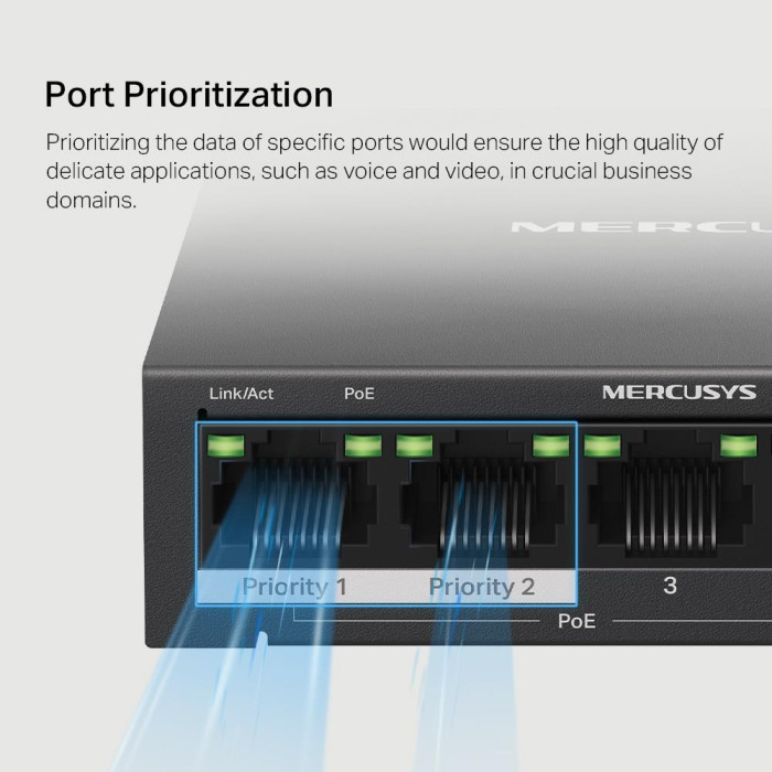 5-портовий настільний гігабітний комутатор з 4 портами РоЕ, MS105GP MERCUSYS