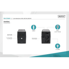Джерело безперебійного живлення UPS LINE-INTERACTIVE 600VA 360W DN-170063 DIGITUS by ASSMANN